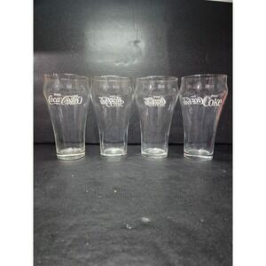 Classic Coca-Cola Enjoy Coke Glasses Set,‎ Set Of 4, Vintage Glassware, 6" H